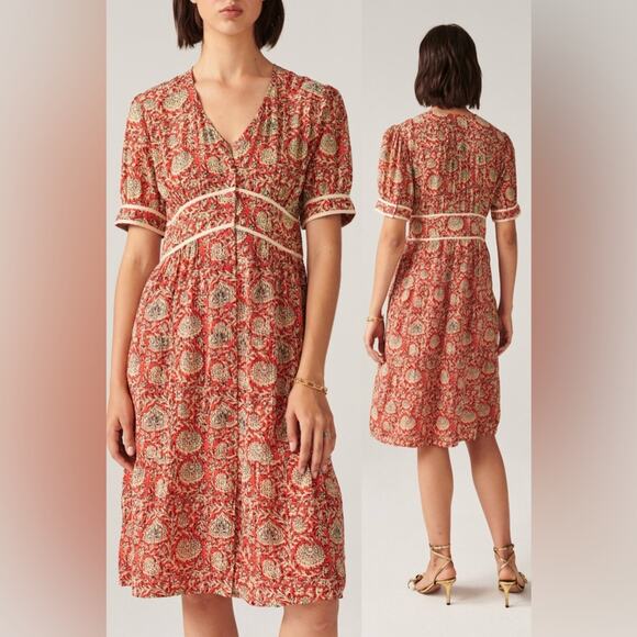 Ba&Sh Plume Print Midi Dress - Picture 1 of 16